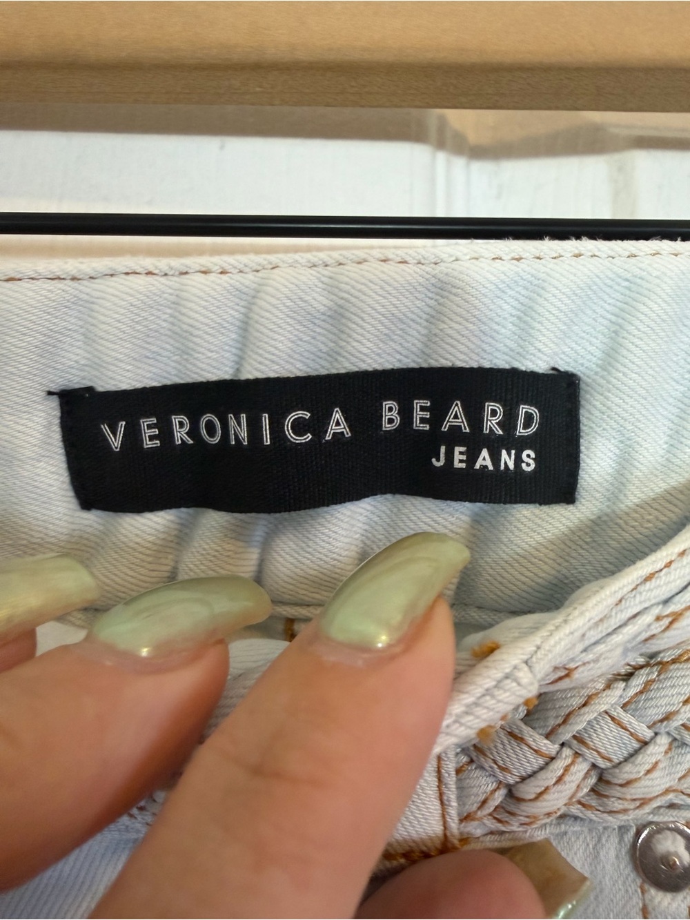 Veronica Beard Carly Braided Waist Cropped Flare Jeans Light Wash Size 27 - Picture 4 of 9